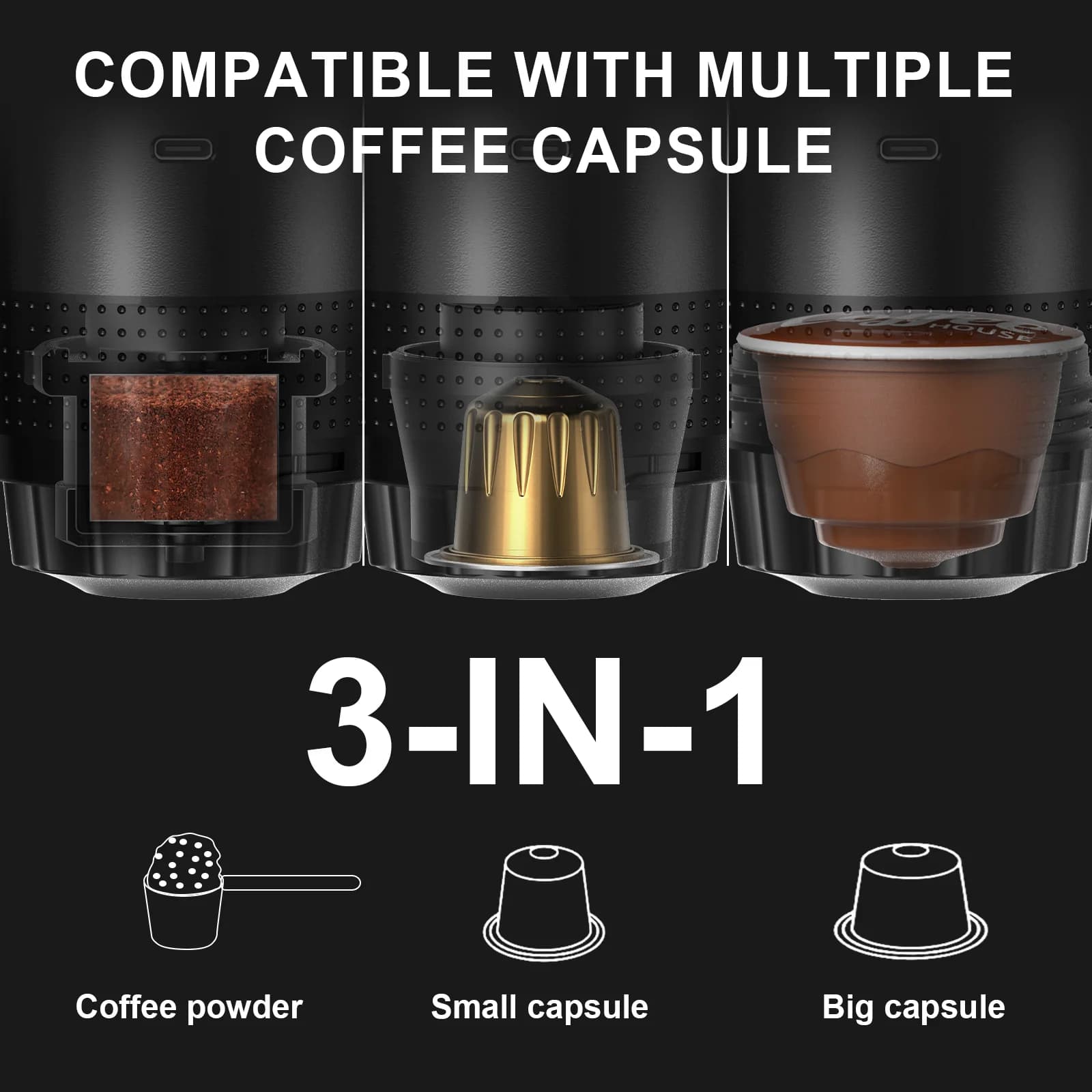 Máquina de café espresso portátil 3 en 1